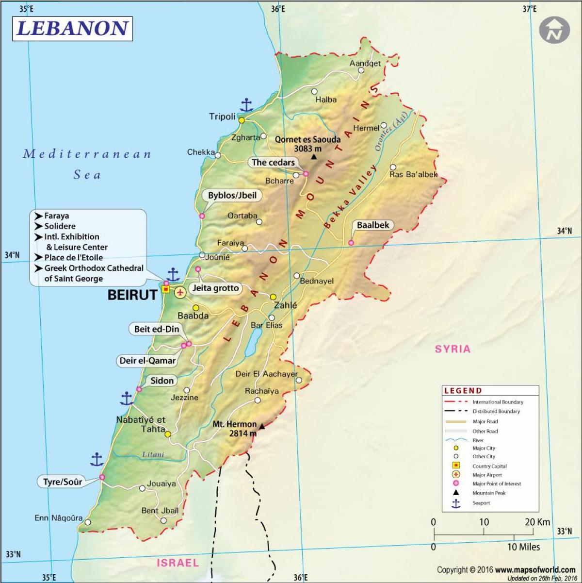 الخريطة القديمة لبنان