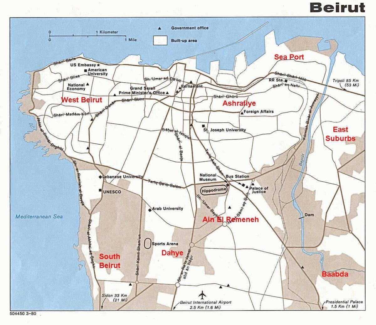 خريطة بيروت لبنان