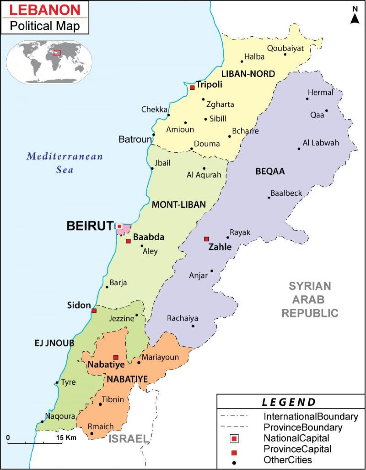 خريطة لبنان السياسية