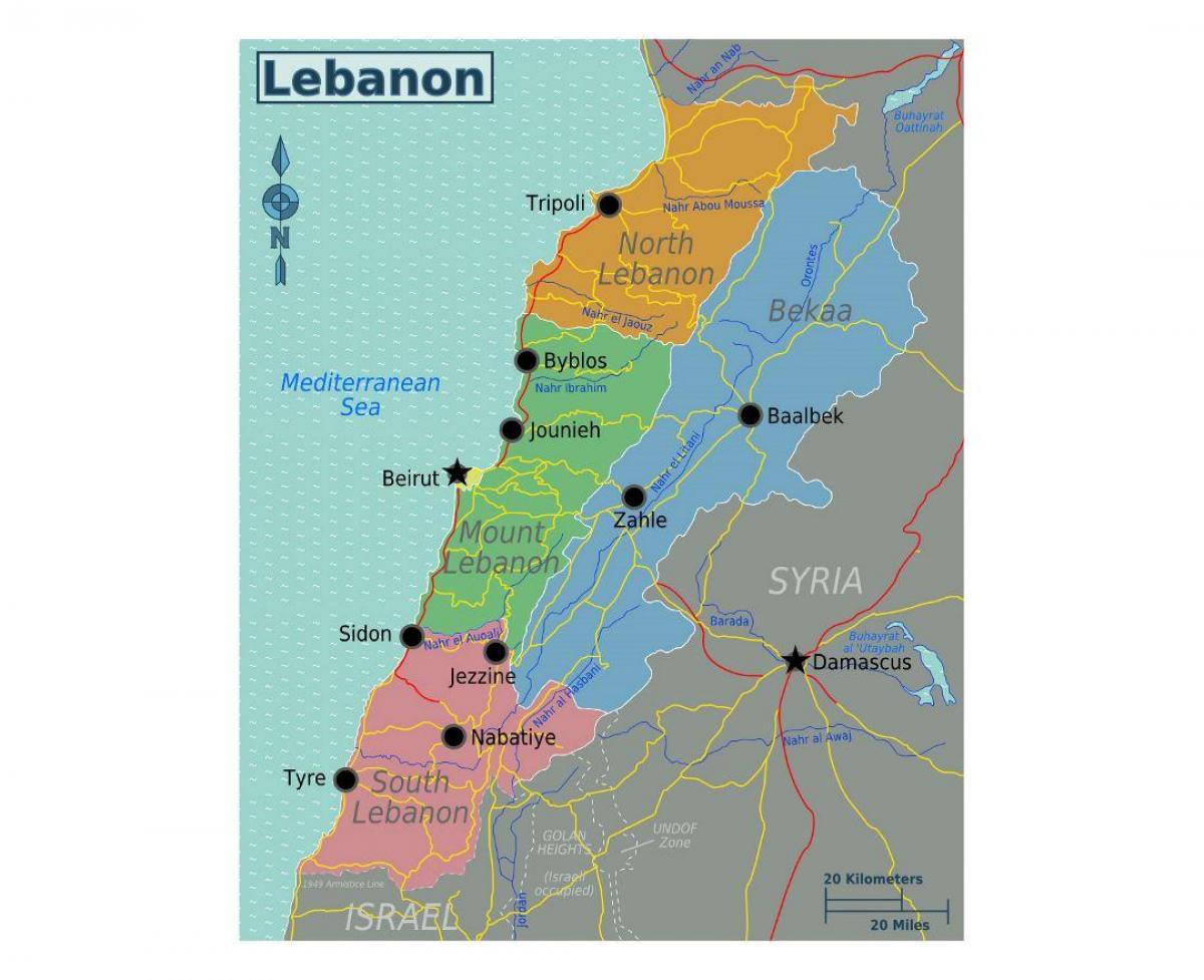 خريطة لبنان السياحية